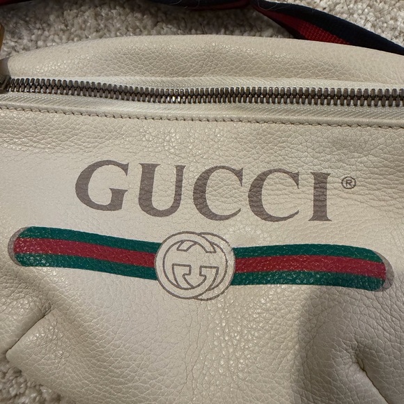 Authentic Gucci Cream Leather Small Belt Bag with Green & Red Web - Picture 13 of 16